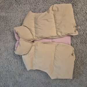 Tan Puffer Vest with Pink Lining